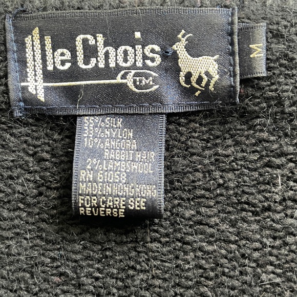 Vintage Le Chois Embellished Beaded Black Angora Wool & Silk Sweater Medium - Picture 10 of 10